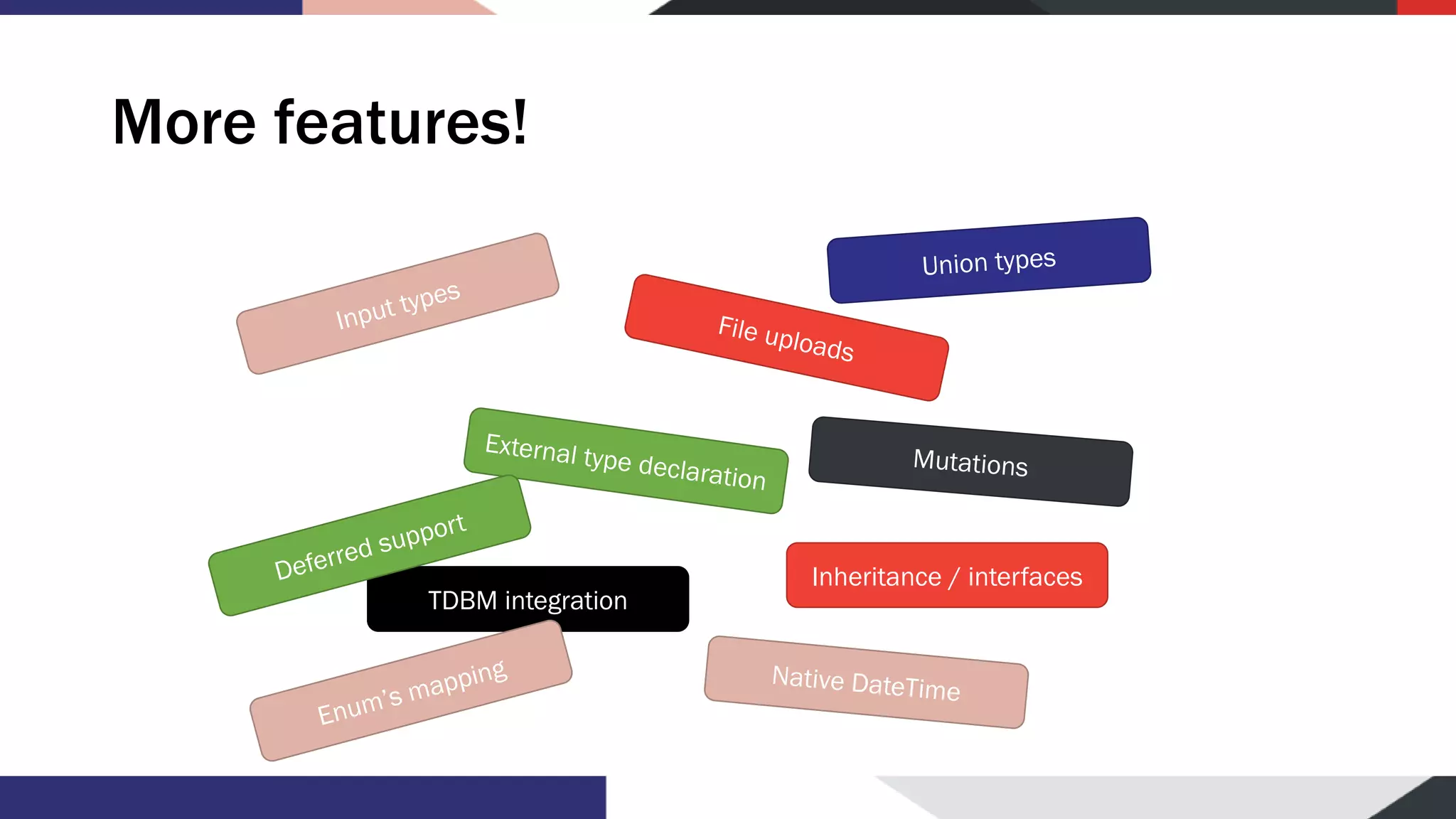 More features! TDBM integration Inheritance / interfaces 