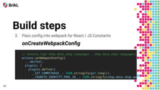 Build steps
onCreateWebpackConﬁg
 