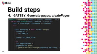Build steps
4. GATSBY: Generate pages: createPages
 