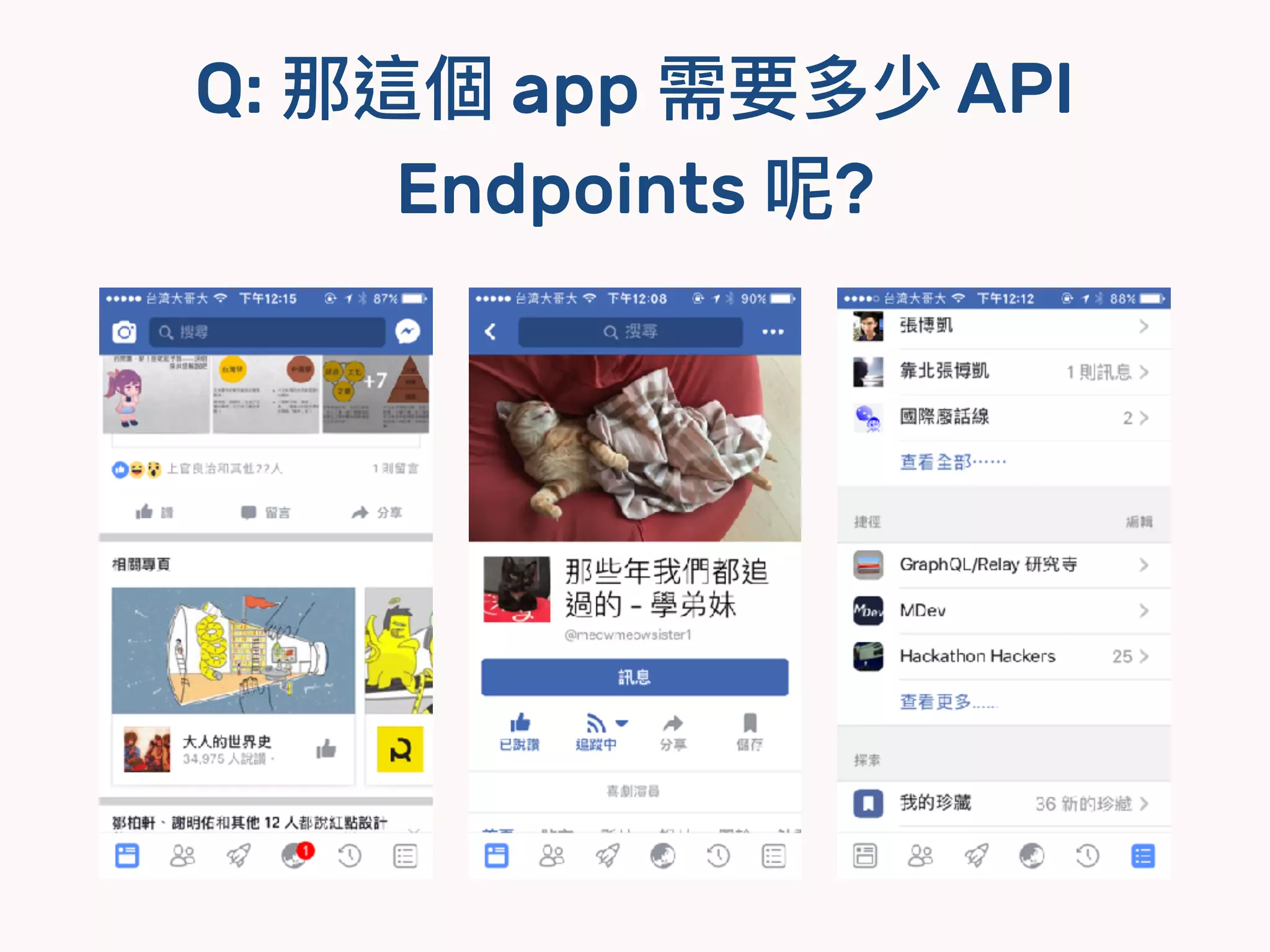Q: 那這個 app 需要多少 API
Endpoints 呢?
 