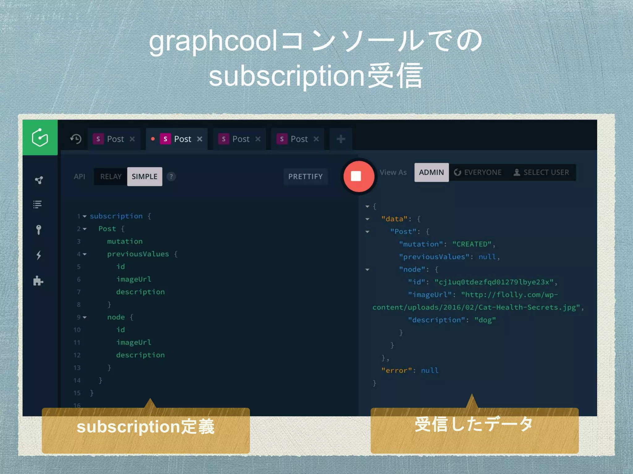 受信したデータsubscription定義
 