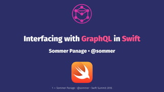 Interfacing with GraphQL in Swift
Sommer Panage • @sommer
1 — Sommer Panage • @sommer • Swift Summit 2016
 