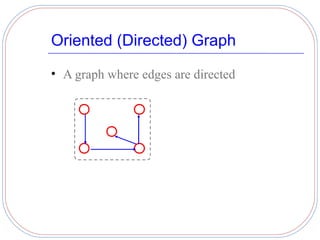 Oriented (Directed) Graph

• A graph where edges are directed
 