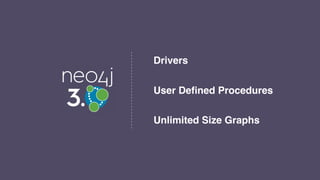 Drivers
User Deﬁned Procedures
Unlimited Size Graphs
 