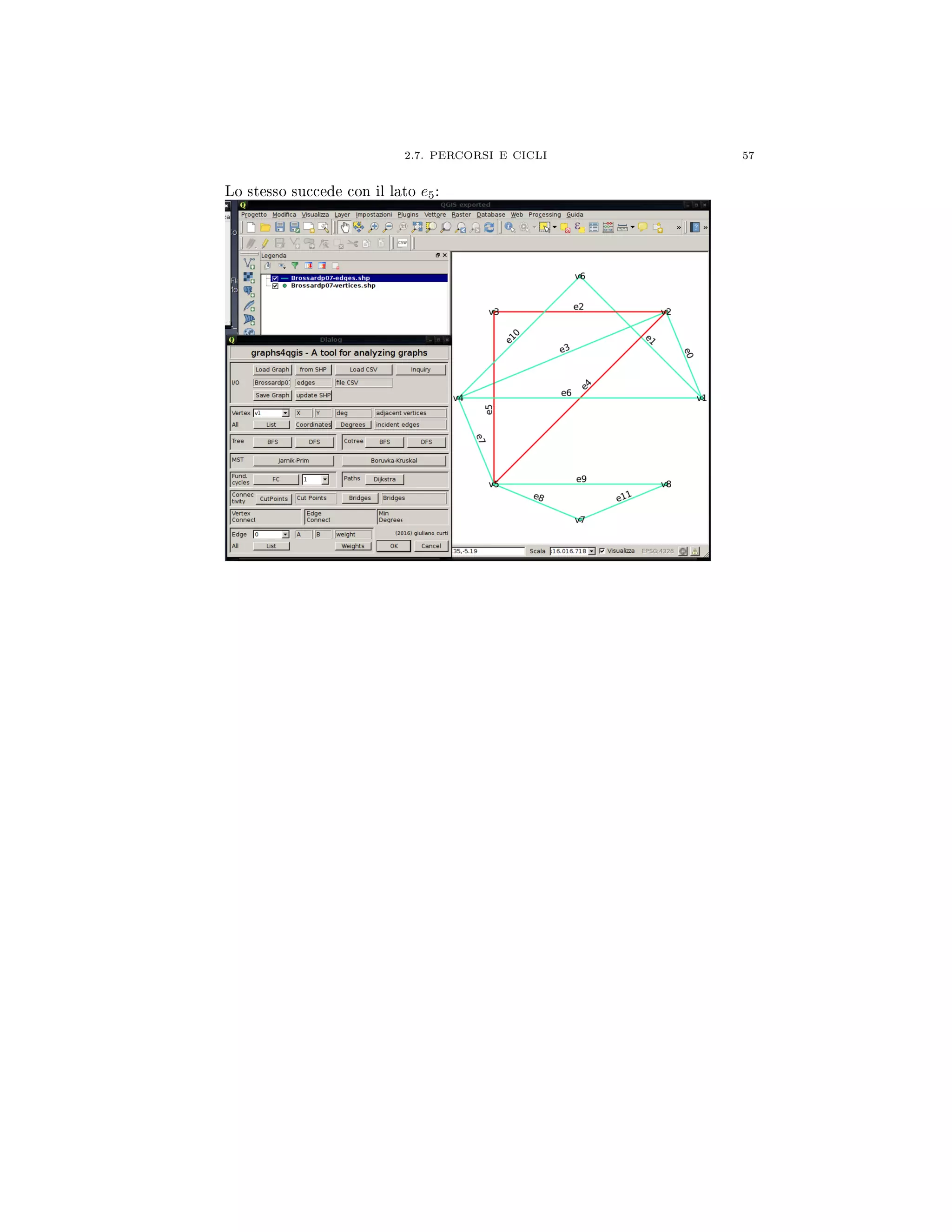 2.7. PERCORSI E CICLI 57
Lo stesso succede con il lato e5:
 