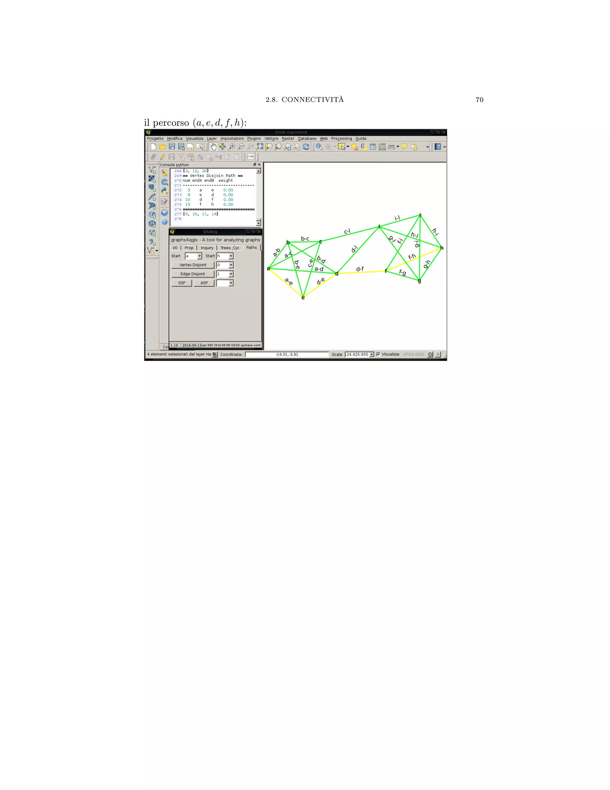 2.8. CONNECTIVITÀ 70
il percorso (a, e, d, f, h):
 