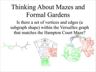 Thinking About Mazes and
     Formal Gardens
    Is there a set of vertices and edges (a
subgraph shape) within the Versai...