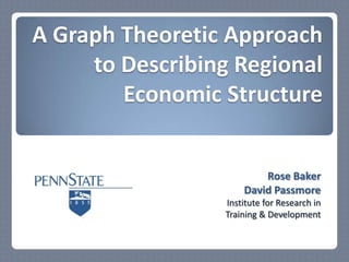 A Graph Theoretic Approach to Describing Regional Economic Structure Rose Baker David Passmore Institute for Research in  Training & Development 