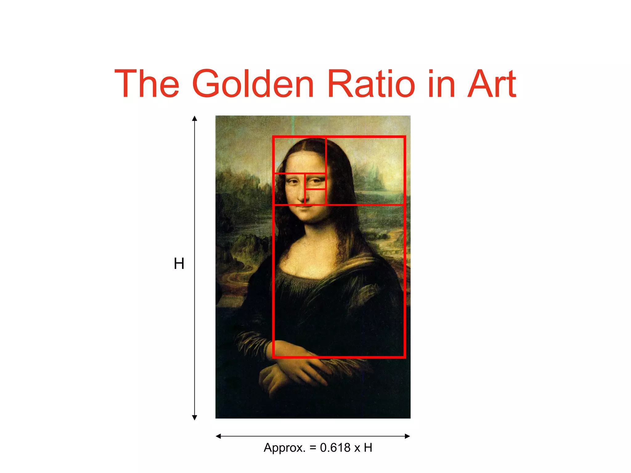 The Golden Ratio in Art
H
Approx. = 0.618 x H
 