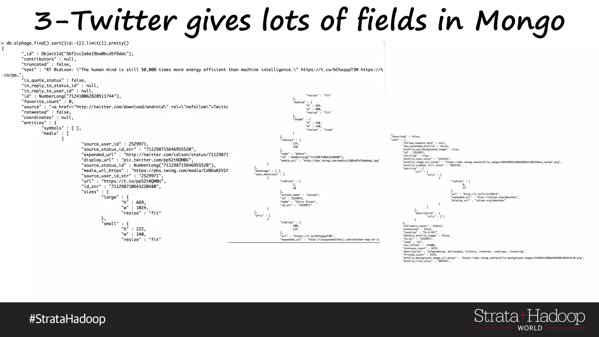 3-Twitter gives lots of fields in Mongo 