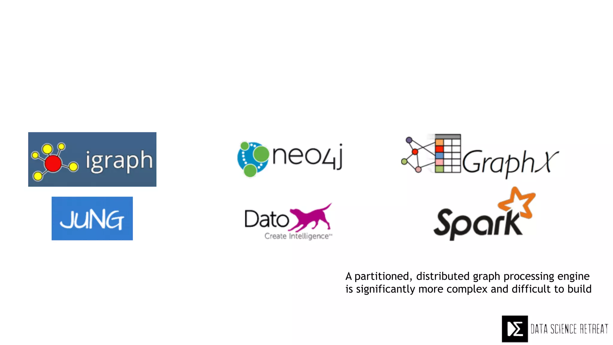 A partitioned, distributed graph processing engine
is significantly more complex and difficult to build
 