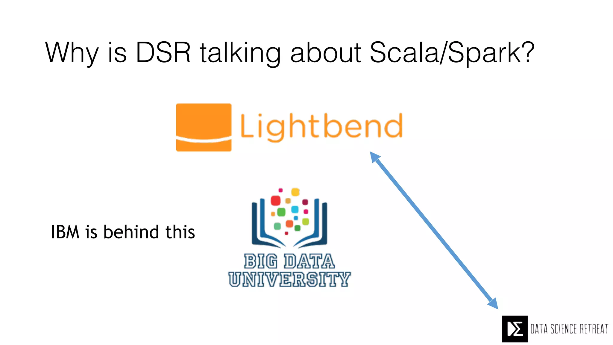 Why is DSR talking about Scala/Spark?
They are b
IBM is behind this
They hired
 