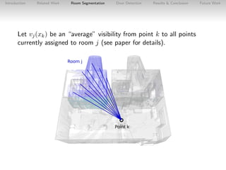 Introduction

Related Work

Room Segmentation

Door Detection

Results & Conclusion

Let vj (xk ) be an “average” visibili...