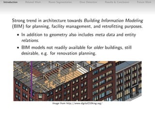 Introduction

Related Work

Room Segmentation

Door Detection

Results & Conclusion

Future Work

Strong trend in architec...