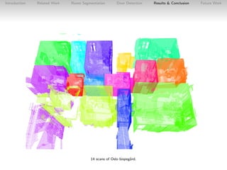 Introduction

Related Work

Room Segmentation

Door Detection

14 scans of Oslo bispeg˚rd.
a

Results & Conclusion

Future...