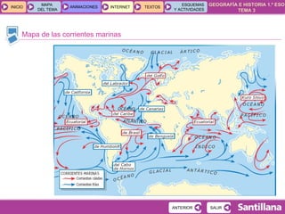 Mapa de las corrientes marinas 