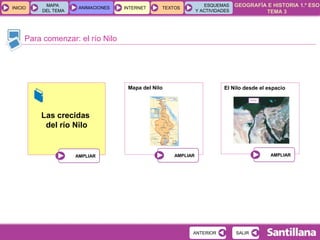 Para comenzar: el río Nilo Las crecidas  del río Nilo Mapa del Nilo El Nilo desde el espacio 
