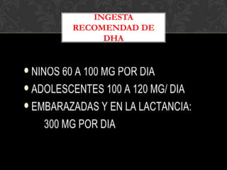 INGESTA
RECOMENDAD DE
DHA

 