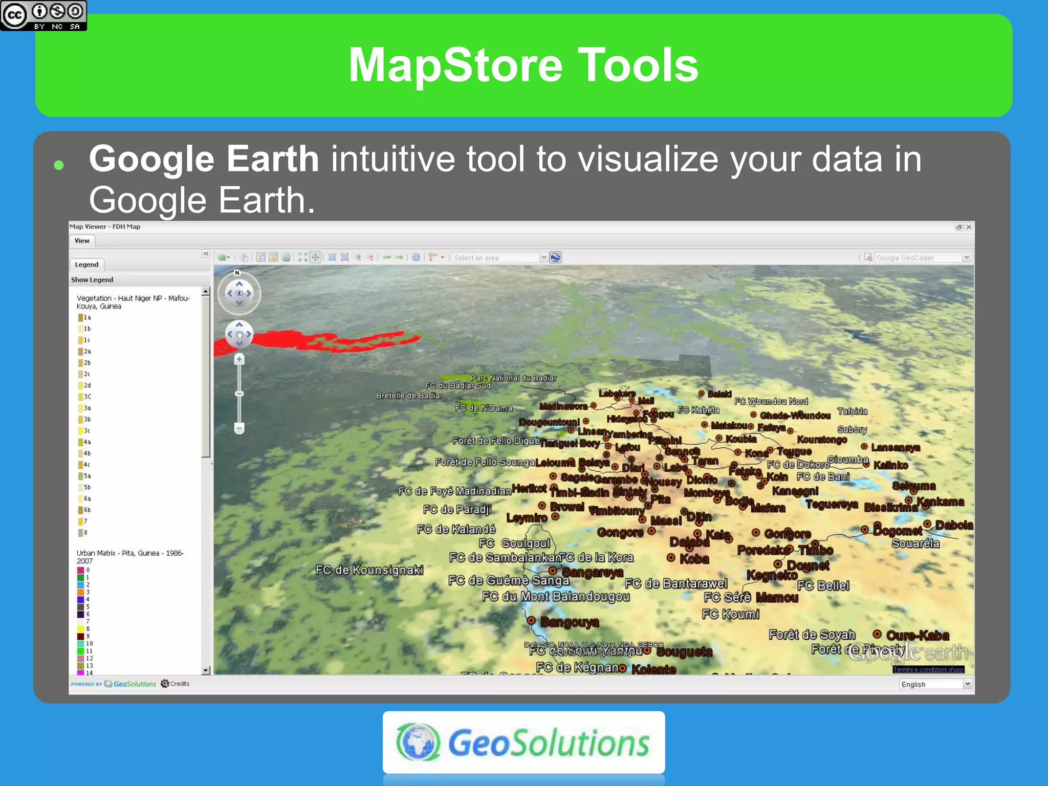 Map Annotations
 Create annotations on maps
 Shape (line, point, polygon)
 Date/Time
 Title
 Description
 Import/Export in KML
 