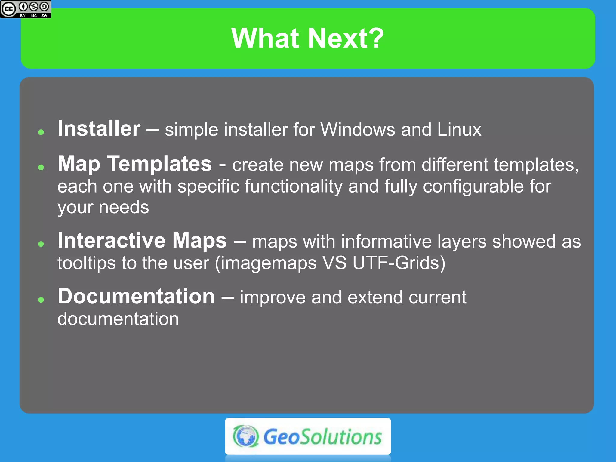 The End
Questions?
tobia.dipisa@geo-solutions.it
simone.giannecchini@geo-solutions.it
 