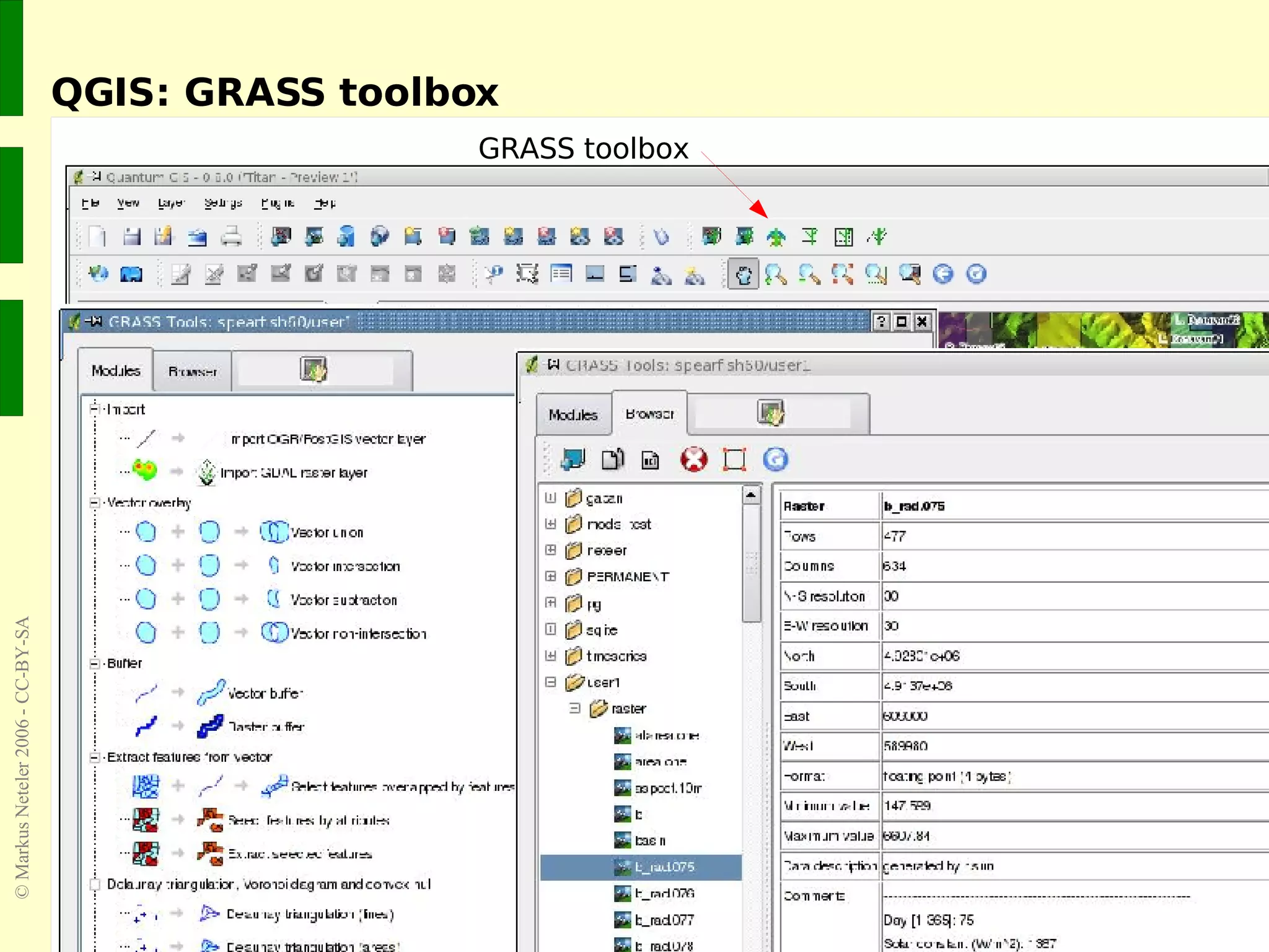 QGIS: GRASS toolbox GRASS toolbox 