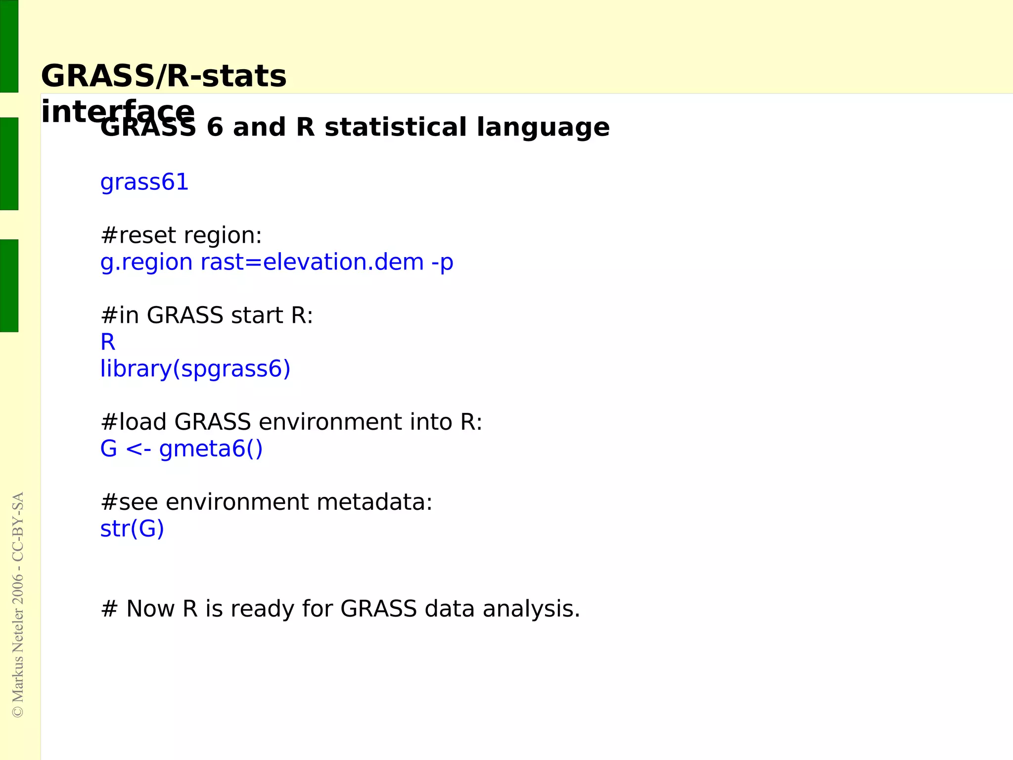 GRASS/R-stats interface 