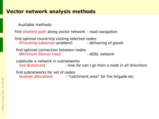 Vector network analysis methods <ul><li>Available methods: </li></ul><ul><ul><li>find  shortest path  along vector network...