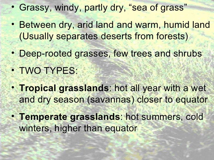 Grassland notes Notes on world's grassland types & organisms' adapt…