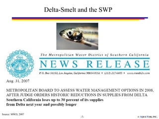 Delta-Smelt and the SWP




Source: MWD, 2007
                                -7-           © AQUI-VER, INC.
 