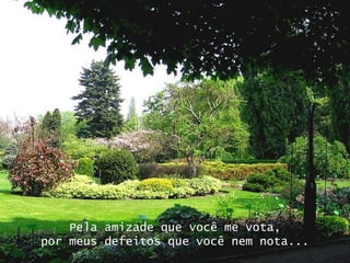 Pela amizade que você me vota, por meus defeitos que você nem nota... 