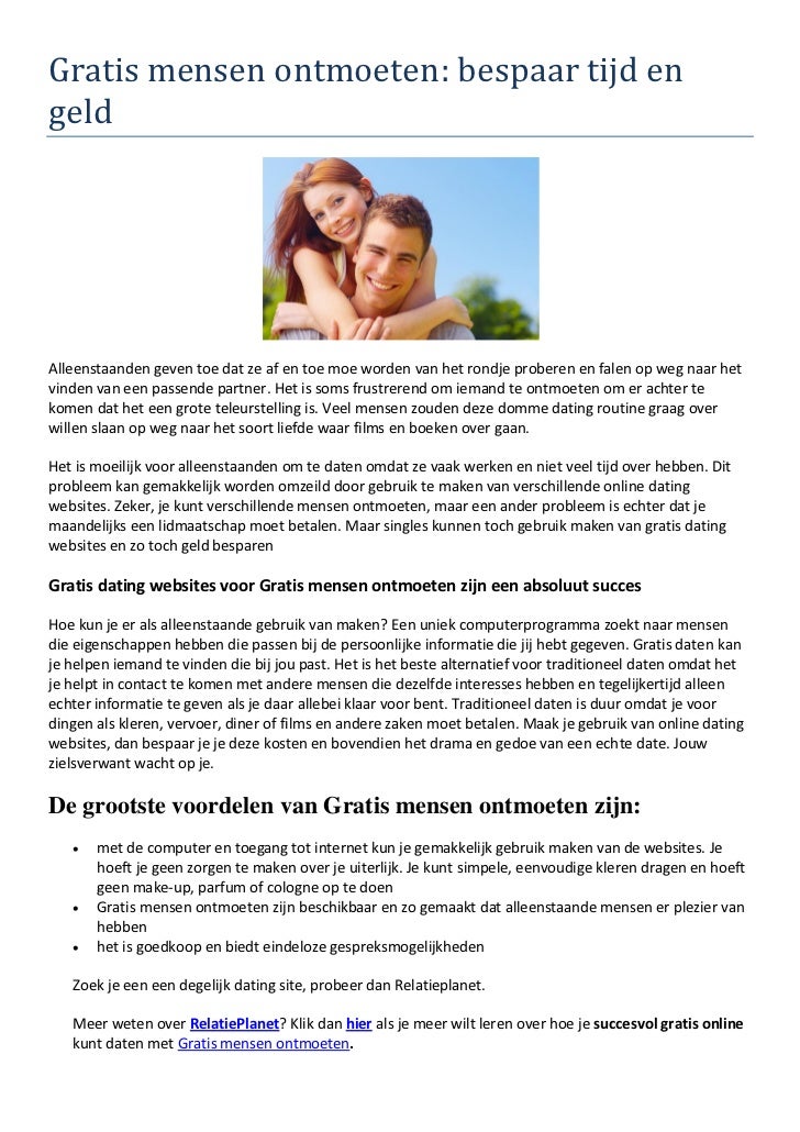 Dating sites geen betaling