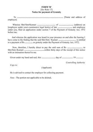 Gratuity forms | DOC