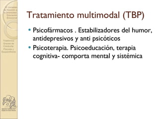 Tratamiento multimodal (TBP) <ul><li>Psicofármacos . Estabilizadores del humor, antidepresivos y anti psicóticos </li></ul...