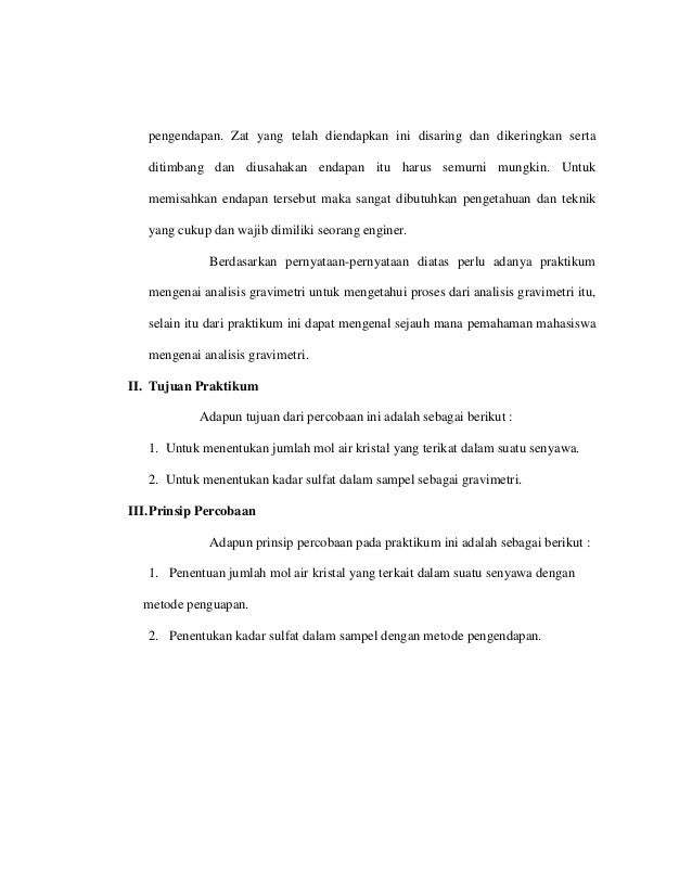 Laporan Praktikum Analisis Gravimetri