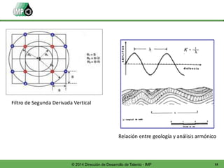 53© 2014 Dirección de Desarrollo de Talento - IMP
Filtro de Segunda Derivada Vertical
Relación entre geología y análisis armónico
 