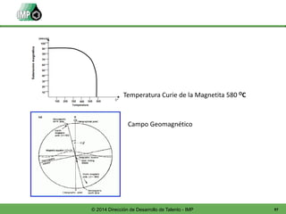 97© 2014 Dirección de Desarrollo de Talento - IMP
Temperatura Curie de la Magnetita 580 OC
Campo Geomagnético
 