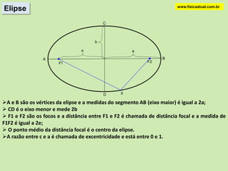 Johannes Kepler  (1571- 1630)www.fisicaatual.com.brJohannes Kepler (1571-1630) foi assistente de Tycho Brahe e seu sucessor no observatório.Tycho Brahe morreu um ano após o início da colaboração deixando seu legado de observações.Após 4 anos de trabalhos mostrou que se usasse o Sol como centro do sistema planetário obtinha melhor acordo com a experiência.Porém Marte apresentava um problema. Na órbita de Marte existia um erro e 8 minutos de arco. As medidas de Brahe eram precisas em pelo menos 4 minutos de arco. Este erro é muito pequeno, porém Kepler se baseou nele para criar o seu modelo. Afirmou: “Construirei uma teoria do universo baseada na discrepância de 8 minutos de arco”.Kepler trabalhou por dois anos e abandonou idéias pré - concebidas como as órbitas circulares do modelo platônico.O resultado foi que a órbita de Marte seria uma elipse com o Sol em um dos seus focos. Este mesmo resultado valeria para outros planetas