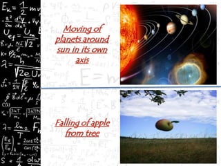 Moving of
planets around
sun in its own
axis
Falling of apple
from tree
 