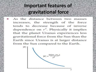 Important features of
gravitational force
 