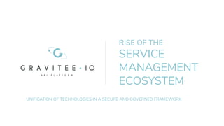RISE OF THE
SERVICE
MANAGEMENT
ECOSYSTEM
UNIFICATION OF TECHNOLOGIES IN A SECURE AND GOVERNED FRAMEWORK
 