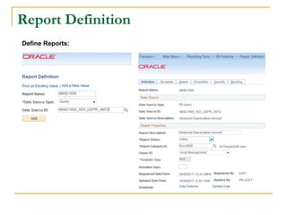Report Definition
Define Reports:
 