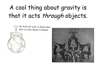 A cool thing about gravity is
that it acts through objects.
 
