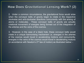 26
2. Under a common circumstance, the gravitational force would arise
when the conveyor belts of gravity begin to rotate in the respective
clockwise and anti-clockwise directions concurrently with the arising of
atoms or molecules. These conveyor belts of gravity are actually
rotational movement of energies being formed out of the integration of
the arteries and the veins of the cosmos.
3. However, in the case of a black hole, these conveyor belts would
rotate in a unique harmonising mechanism i.e. energies in the arteries
of the cosmos would travel in accelerating motions and concurrently,
energies in the veins of the cosmos would travel in decelerating motions
(in accordance with Newton’s 2nd law of motion) as illustrated below: -
 
