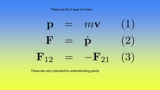 These are the 3 laws of motion
These are very important to understanding gravity
 