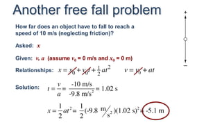 Free Fall Physics Example Problem Gravity and Freefal Physics IB programme | PDF