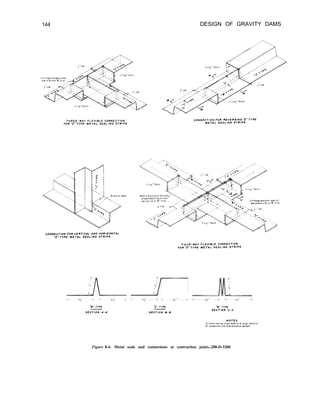 144 DESIGN OF GRAVITY DAMS
Figure 8-4. Metal seals and connections at contraction joints.-288-D-3200
 