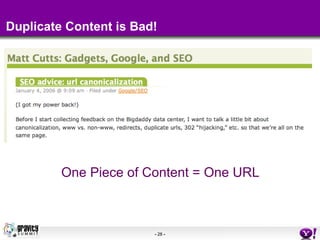 Duplicate Content is Bad! ,[object Object]