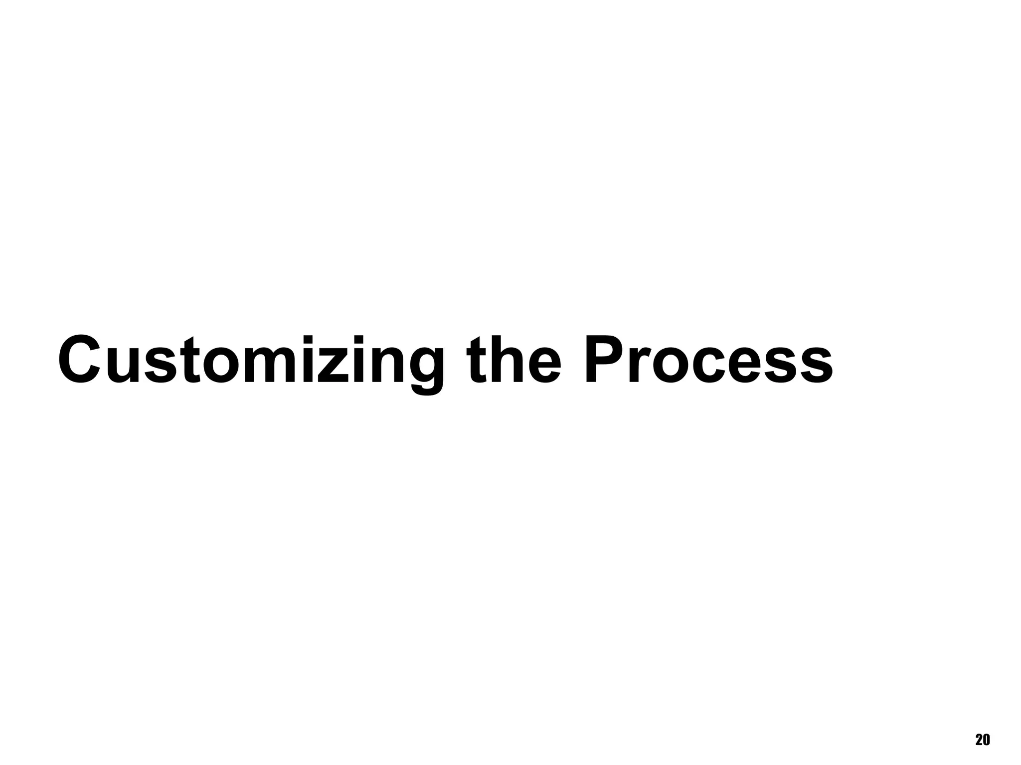 Customizing the Process
20
 