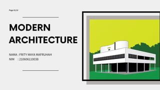 MODERN
ARCHITECTURE
NAMA : FRITY MAYA MAFRUHAH
NIM : 210606110038
Page 01/10
 
