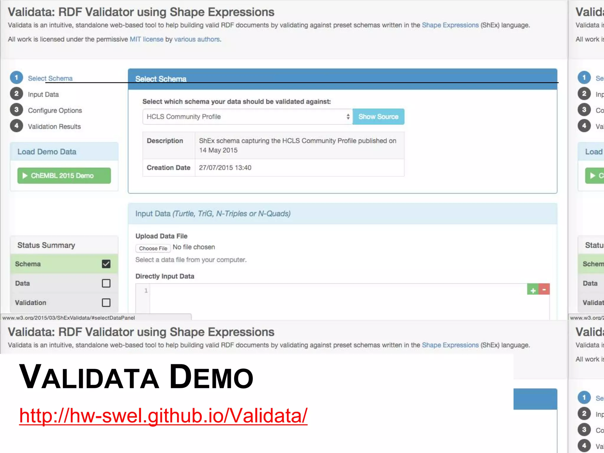 http://hw-swel.github.io/Validata/
VALIDATA DEMO
 